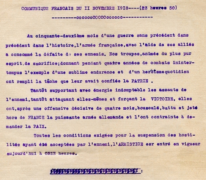 [Affiche de la mairie de Laissey du 11 novembre 1918]